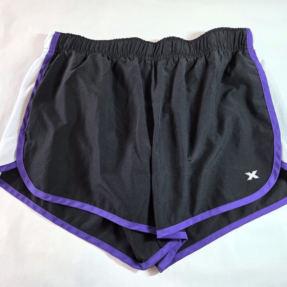 NWOT Xersion Semi-Fitted Black & Purple Boxer Shorts Size S